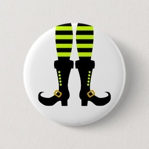 Happy Halloween Witch Leg Button