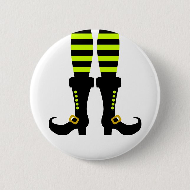Happy Halloween Witch Leg Button (Front)