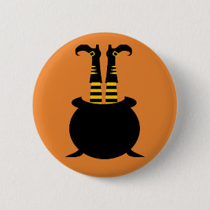Happy Halloween Witch Leg Button