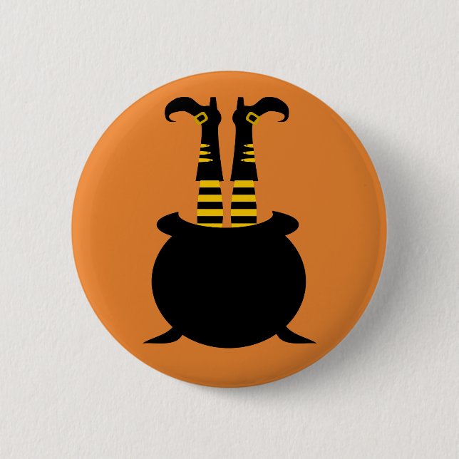 Happy Halloween Witch Leg Button (Front)