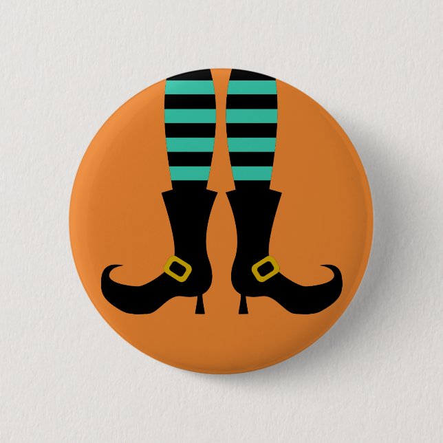 Happy Halloween Witch Leg Button (Front)