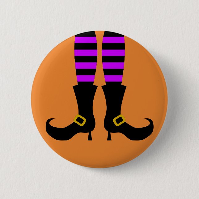Happy Halloween Witch Leg Button (Front)