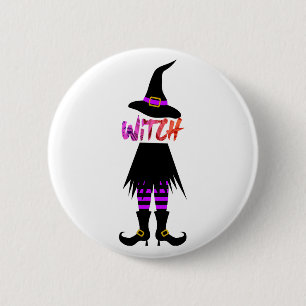 Happy Halloween Witch Leg Button