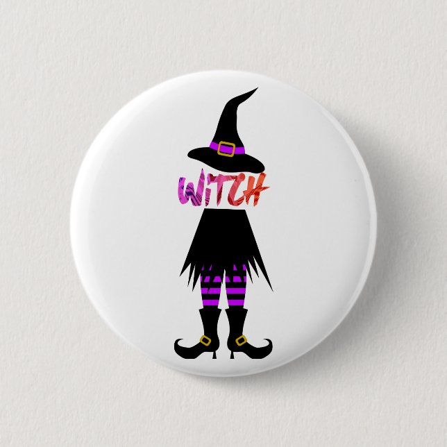 Happy Halloween Witch Leg Button (Front)