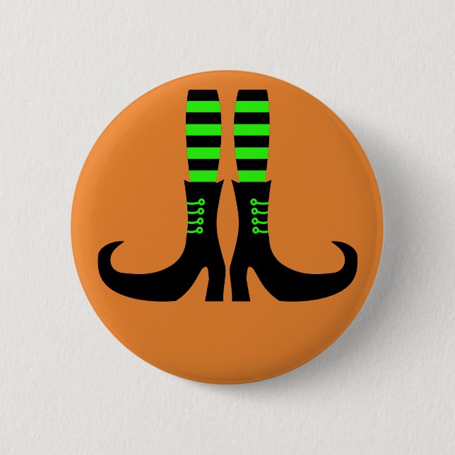 Happy Halloween Witch Leg Button (Front)