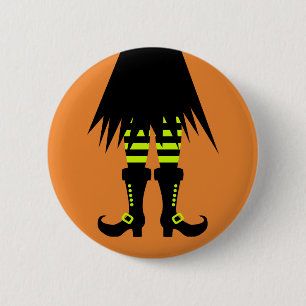 Happy Halloween Witch Leg Button