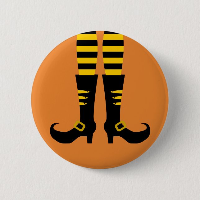 Happy Halloween Witch Leg Button (Front)