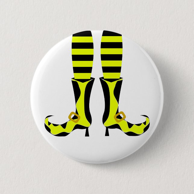 Happy Halloween Witch Leg Button (Front)