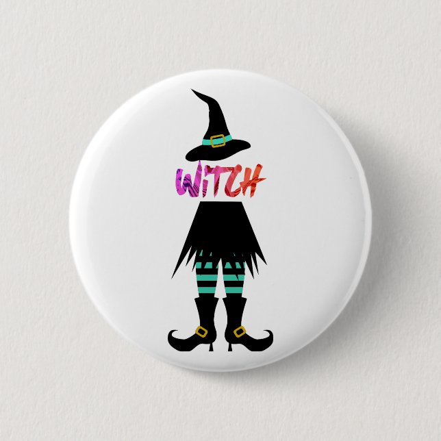 Happy Halloween Witch Leg Button (Front)