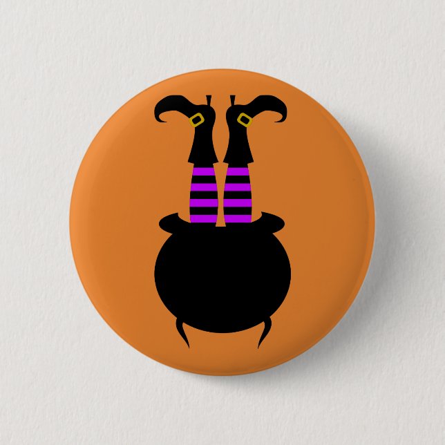 Happy Halloween Witch Leg Button (Front)