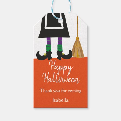Happy Halloween Witch Legs  Broom Customized  Gift Tags