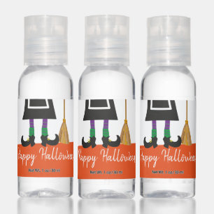 Happy Halloween Witch Legs & Broom Personalized Hand Sanitizer