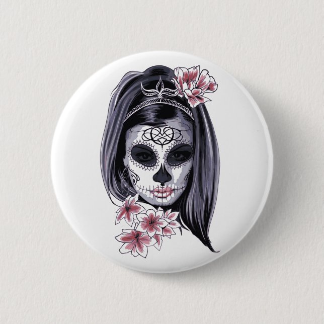 Happy Halloween Witch Mask Carnival 2020 Button (Front)