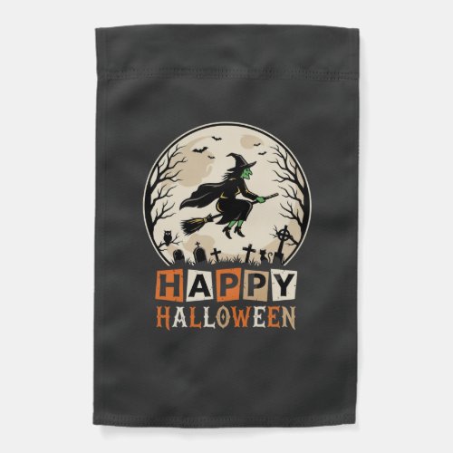 Happy Halloween Witch Moon Cemetery Design_1 Garden Flag