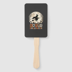 Happy Halloween Witch Moon Cemetery Design_1 Hand Fan