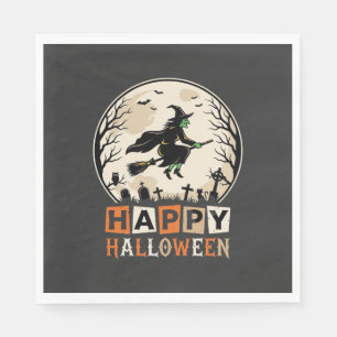 Happy Halloween Witch Moon Cemetery Design_1 Napkins