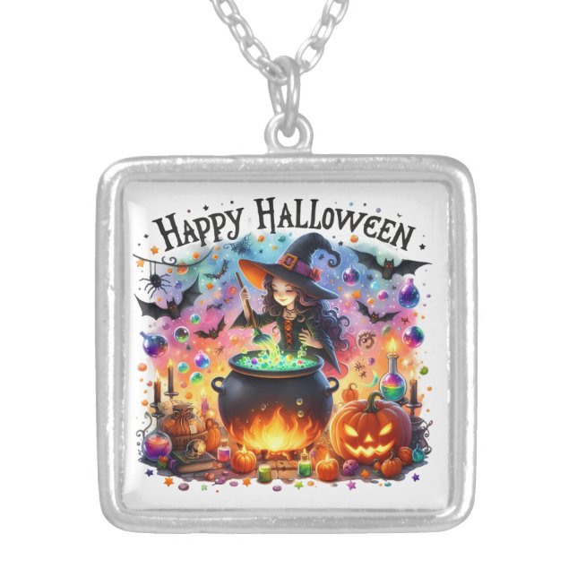 Happy Halloween Witch Necklace (Front)