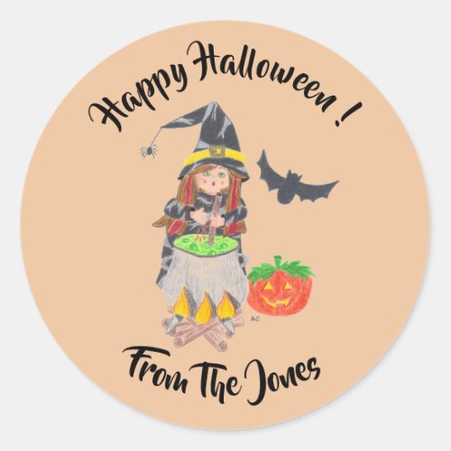 Happy Halloween witch personalized stickers