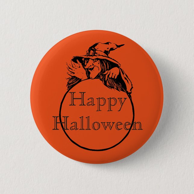 Happy Halloween Witch Pinback Button (Front)