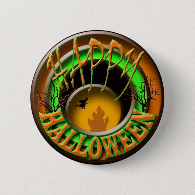 Happy Halloween witch Pinback Button (Front)