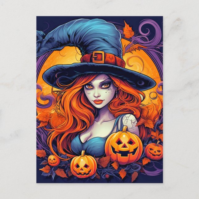Happy Halloween Witch Postcard (Front)