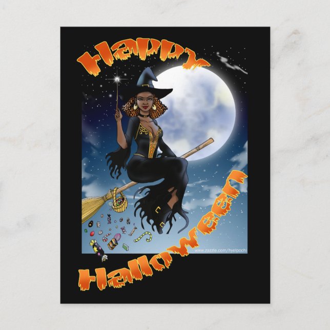 Happy Halloween Witch Postcard (Front)