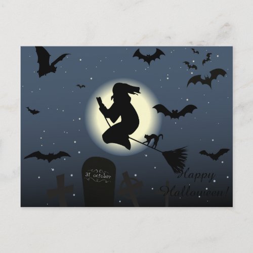 Happy Halloween Witch Postcard