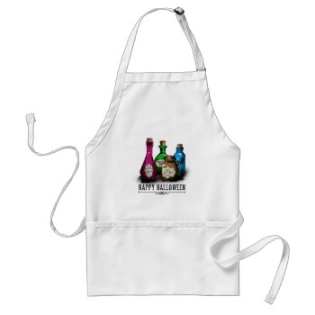 Happy Halloween! Witch Potion Bottles Adult Apron by KeyholeDesign at Zazzle