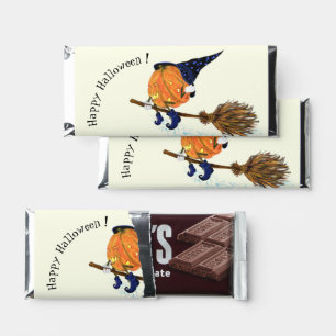 Happy Halloween Witch Pumpkin Flying Broom - Fun Hershey Bar Favors