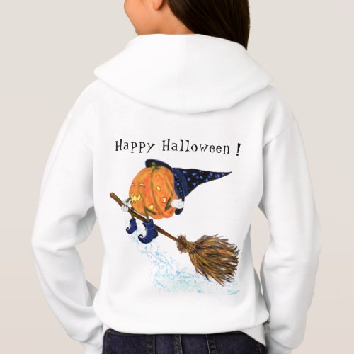 Happy Halloween Witch Pumpkin Flying Broom _ Funny Hoodie