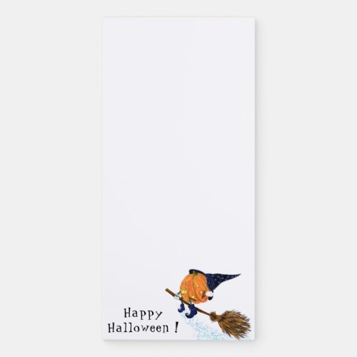 Happy Halloween Witch Pumpkin Flying Broom _ Funny Magnetic Notepad