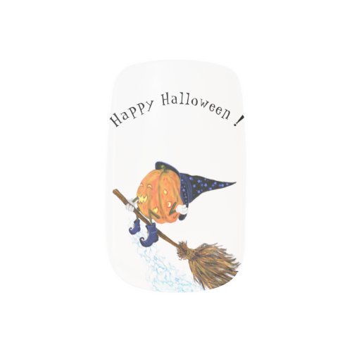 Happy Halloween Witch Pumpkin Flying Broom _ Funny Minx Nail Art
