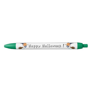Happy Halloween Witch Pumpkin Flying Broom - Funny Pen
