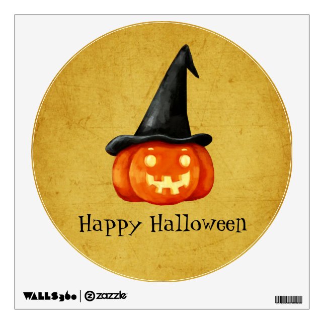 Happy Halloween Witch Pumpkin Wall Sticker (Front)