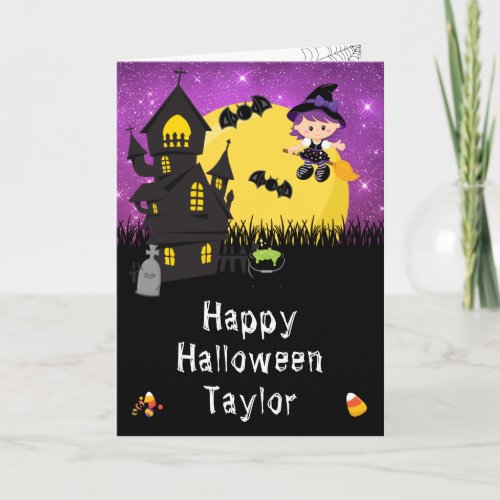 Happy Halloween Witch Purple Card