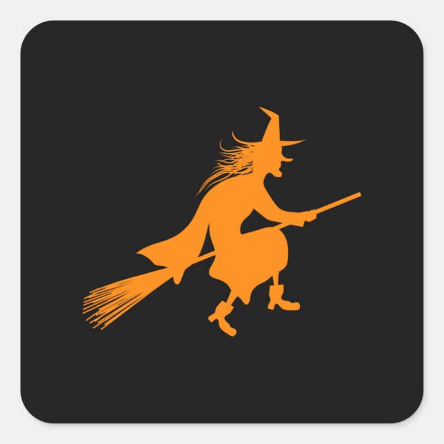 Happy Halloween witch silhouette gift Square Sticker (Front)