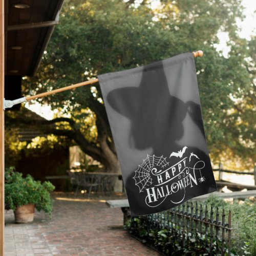 Happy Halloween Witch Silhouette House Flag