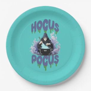 Happy Halloween Witch Stirring Their Potion Pot Paper Plates
