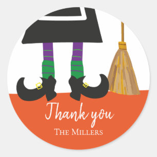 Happy Halloween Witch Thank You Classic Round Sticker