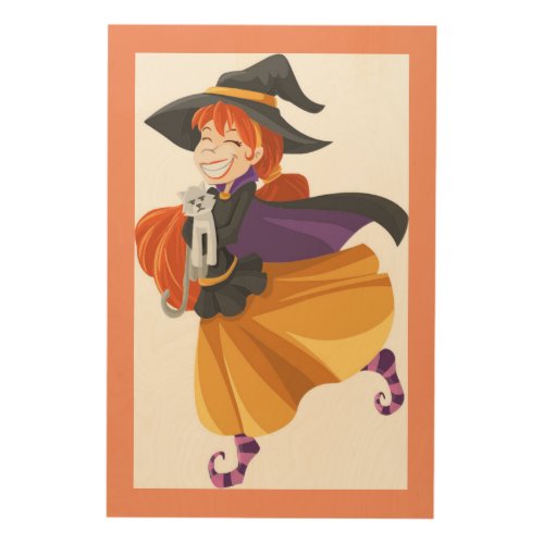 HAPPY HALLOWEEN WITCH WOOD WALL ART