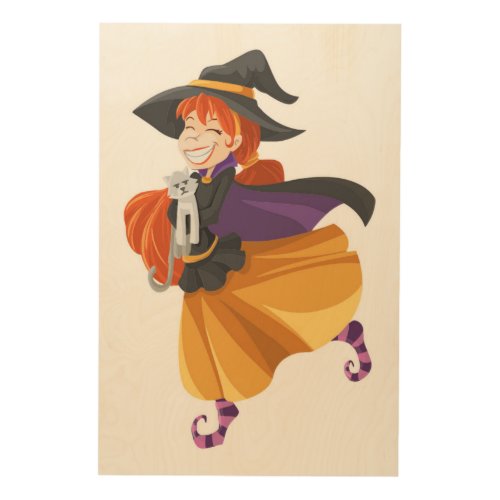 HAPPY HALLOWEEN WITCH WOOD WALL ART