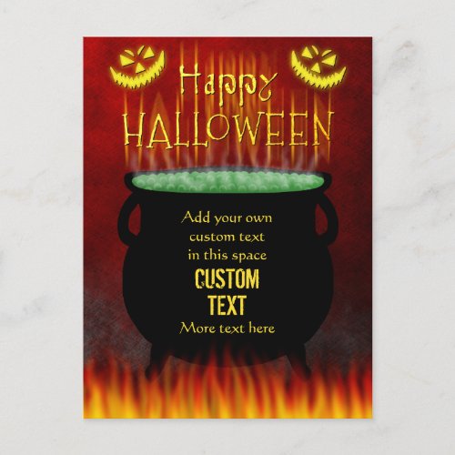 Happy Halloween Witches Cauldron Fire Custom Postcard