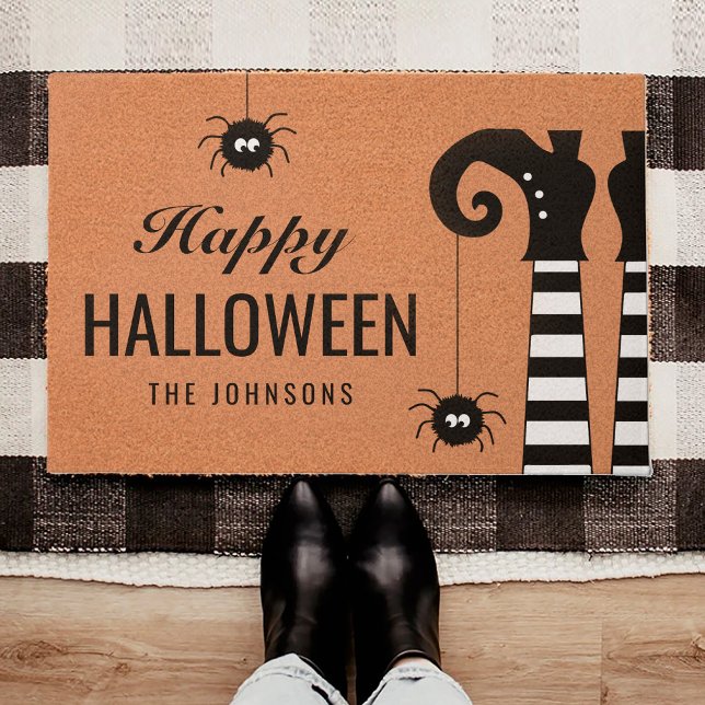 Happy Halloween Witches Feet Personalized Doormat (Creator Uploaded)