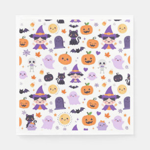 Happy Halloween Witches Ghosts Cats Bats Pumpkins Napkins