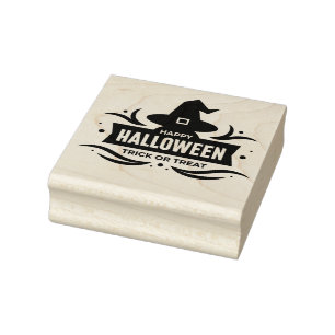 Happy Halloween Witches Hat Rubber Stamp