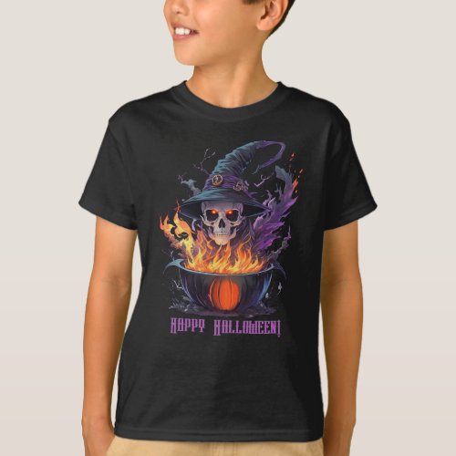 Happy Halloween Witches Skull T_Shirt