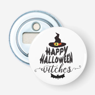 Happy Halloween Witches Typography Halloween Bottle Opener