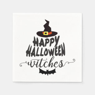 Happy Halloween Witches Typography Halloween Napkins