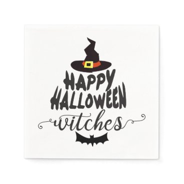 Happy Halloween Witches Typography Halloween Napkins