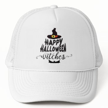 Happy Halloween Witches Typography Halloween Trucker Hat